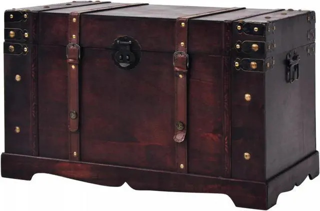 Alt view image 9 of 11 - vidaXL Vintage Treasure Chest Wood Storage Trunk Organizer Box Side Stand