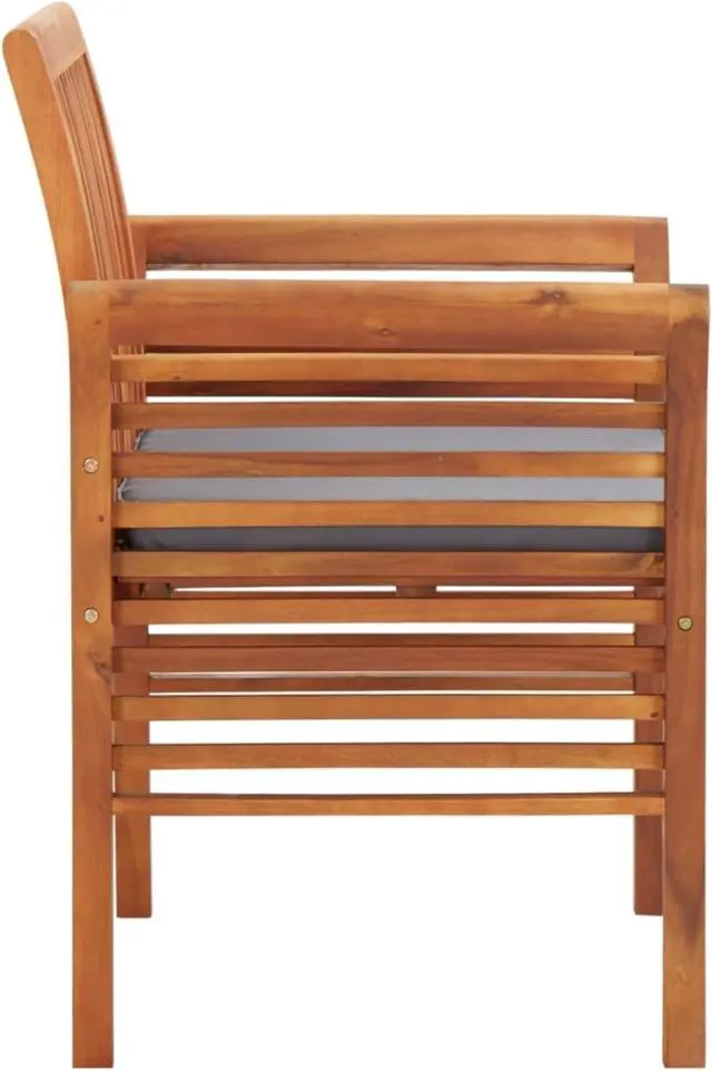 Alt view image 11 of 13 - vidaXL 2x Solid Acacia Wood Garden Dining Chairs with Cushions Slatted Patio
