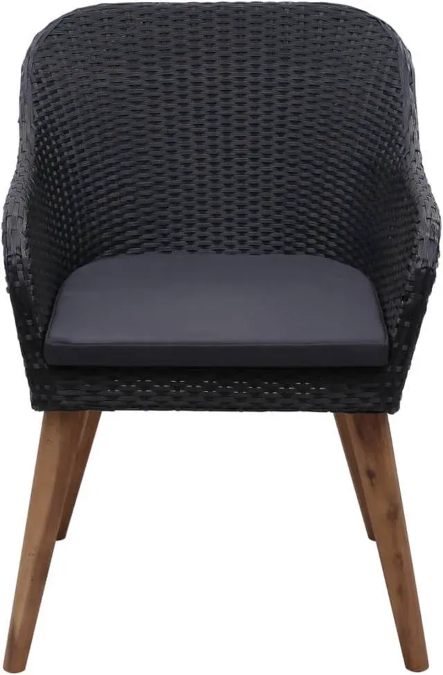 Alt view image 10 of 14 - vidaXL Patio Chairs 2 Pcs Patio Dining Chair with Cushions Poly Rattan Black
