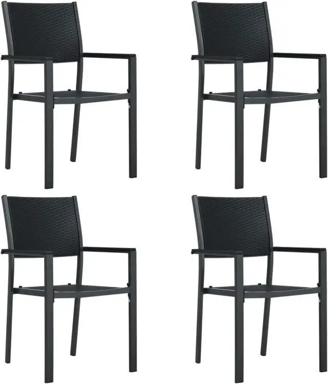 Main image of vidaXL Garden Chairs 4 pcs Black Plastic Rattan Look