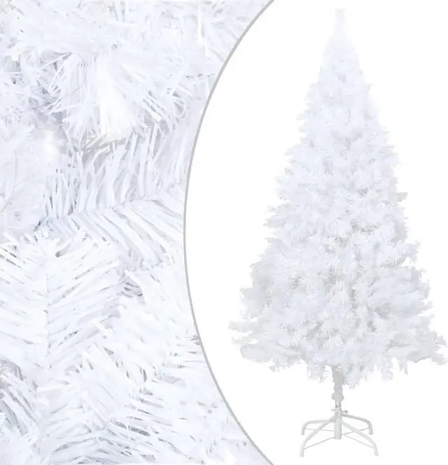 Alt view image 6 of 14 - vidaXL Christmas Tree Artificial Tree with Stand and Thick Branches White PVC