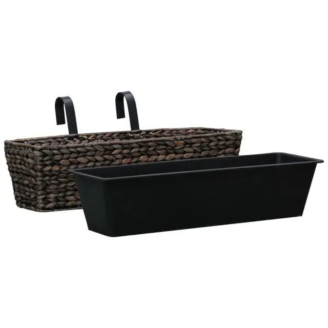Alt view image 3 of 15 - vidaXL Garden Planters 2 pcs Water Hyacinth Brown