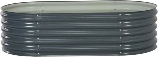 Alt view image 9 of 11 - vidaXL Garden Raised Bed 63" Galvanized Steel Gray Garden Planter Flower Box