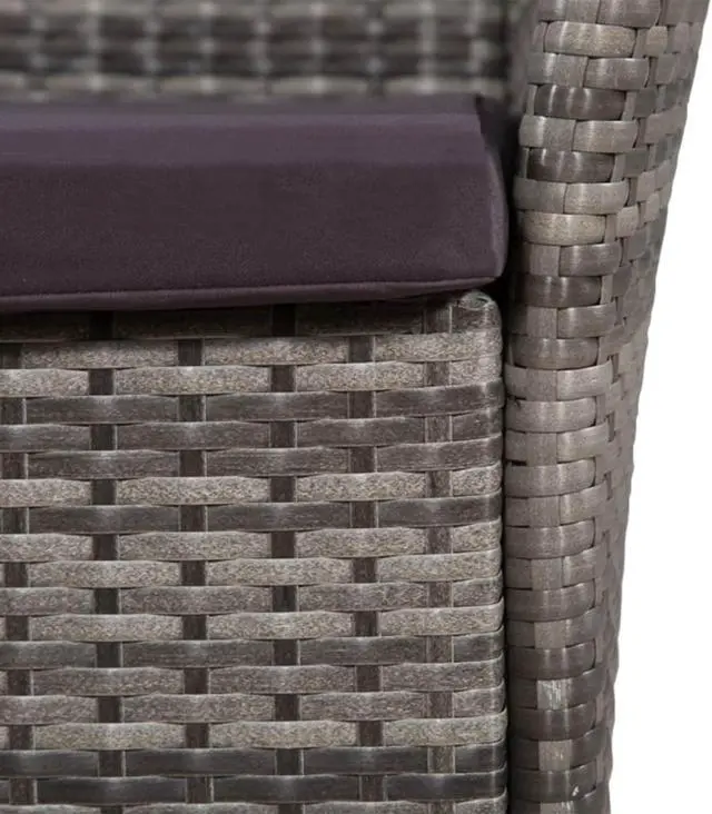 Alt view image 9 of 13 - vidaXL Patio Chair and Stool Sofa Furniture with Cushions Poly Rattan Gray