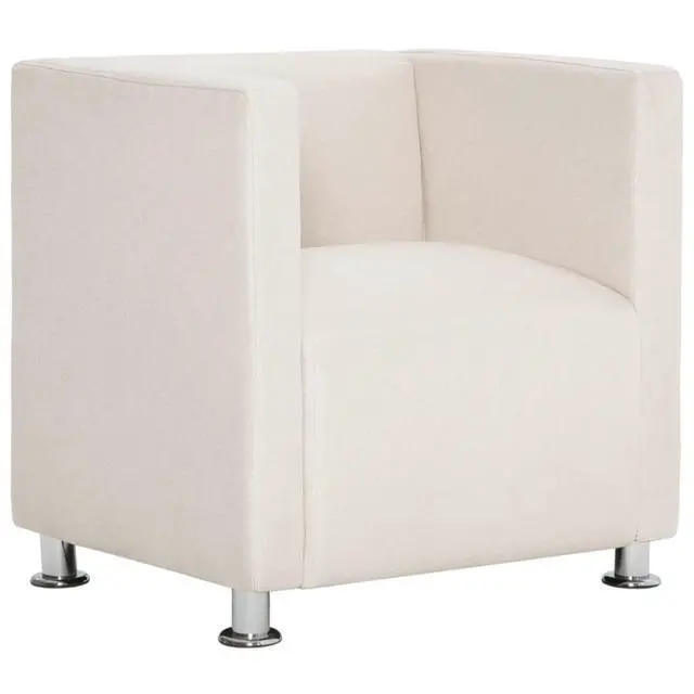 Alt view image 2 of 10 - vidaXL Cube Armchair Cream Fabric