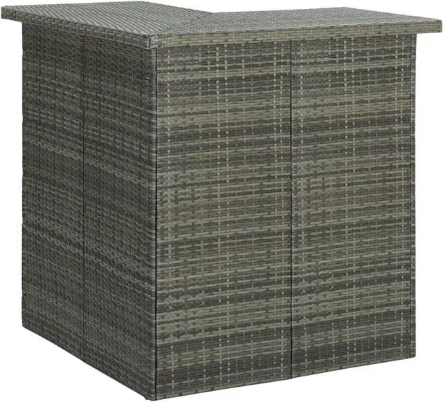 Alt view image 8 of 13 - vidaXL Corner Bar Table Gray Poly Rattan Dining Room Kitchen Counter Table