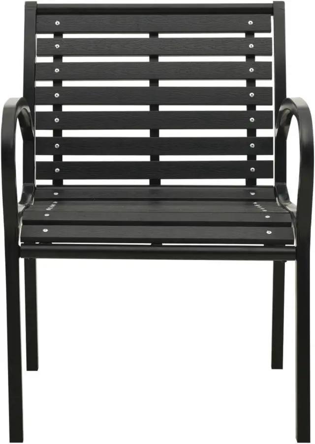 Alt view image 10 of 13 - vidaXL Patio Chairs 2 Pcs Dining Chair with Metal Frame Steel and WPC Black
