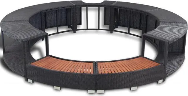Alt view image 3 of 6 - vidaXL Spa Surround Poly Rattan Black