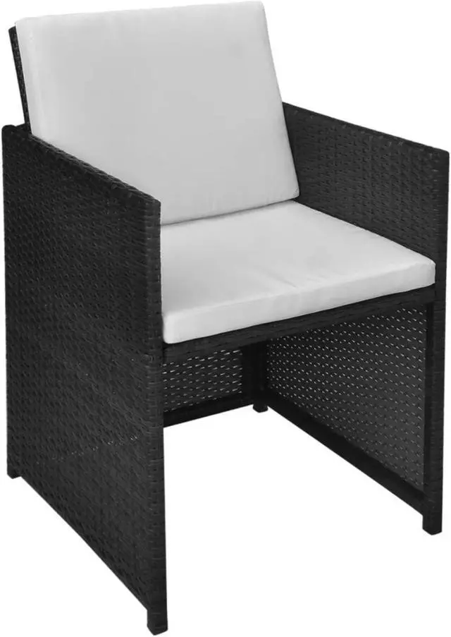 Alt view image 9 of 13 - vidaXL 2x Patio Dining Chair Wicker Poly Rattan Black Outdoor Garden Seats