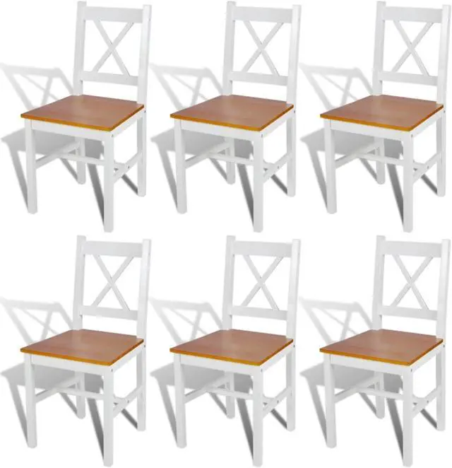 Main image of vidaXL Dining Chairs 6 pcs White Pinewood