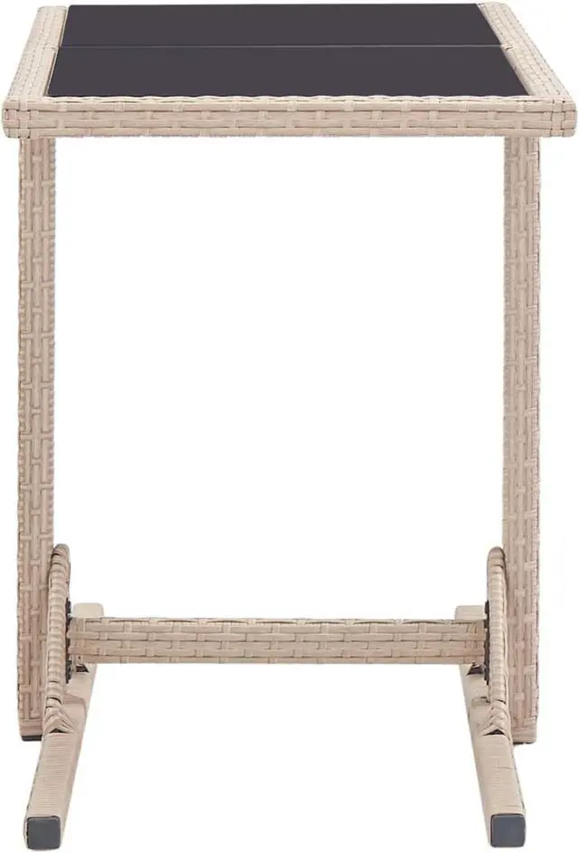 Alt view image 9 of 11 - vidaXL Patio Table Patio Garden Table for Picnic with Glass Top PE Rattan Beige