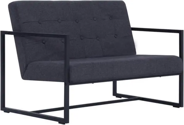 Alt view image 9 of 10 - vidaXL Sofa Loveseat with Armrests for Living Room Dark Gray Steel and Fabric
