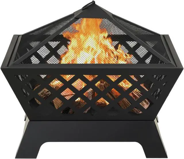 Alt view image 10 of 13 - vidaXL Fire Pit Outdoor Fireplace for Camping Firebowl with Poker XXL Steel