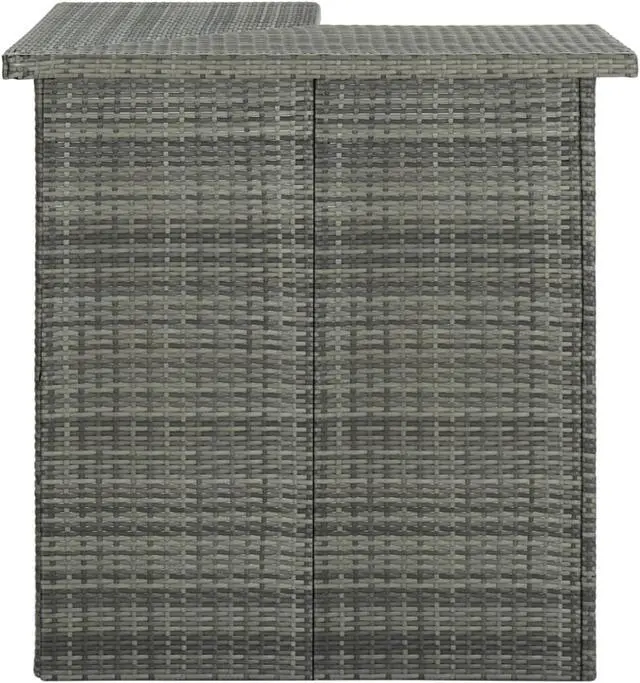 Alt view image 10 of 13 - vidaXL Corner Bar Table Gray Poly Rattan Dining Room Kitchen Counter Table