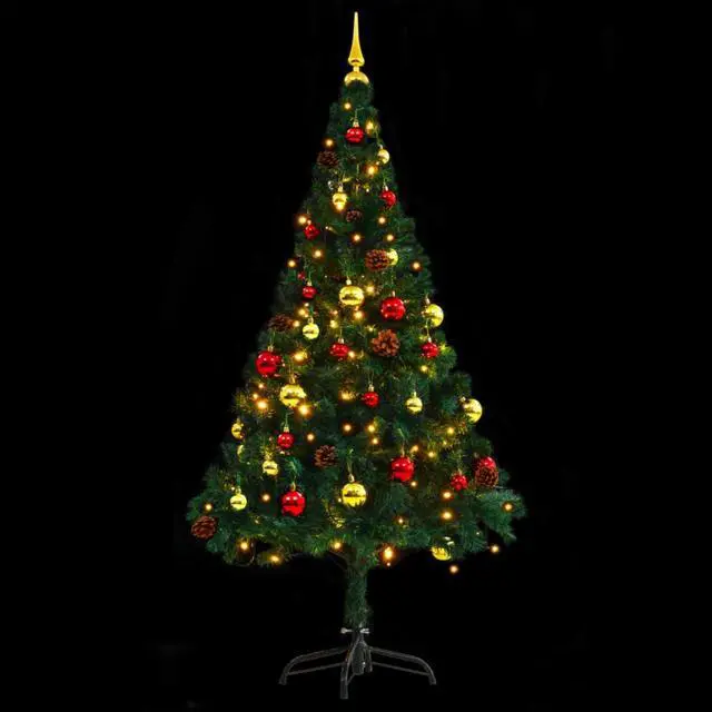 Alt view image 9 of 13 - vidaXL Artificial Pre-lit Christmas Tree with Baubles Xmas Tree Decoration Green