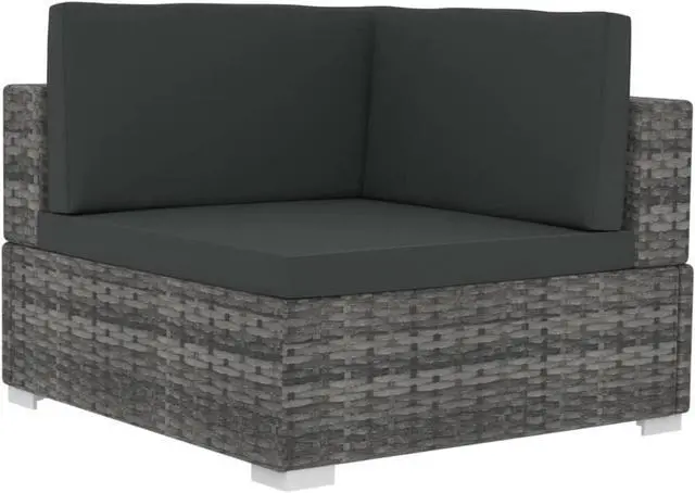 Alt view image 8 of 11 - vidaXL 2 Seater Sofa Couch with Cushions Patio Wicker Love Seat PE Rattan Gray