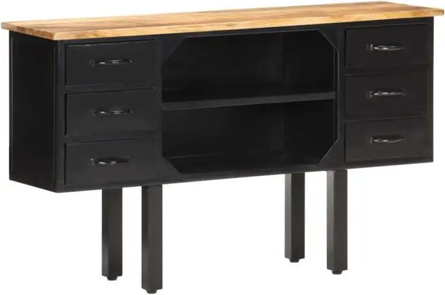 Main image of vidaXL Sideboard 43.3"x11.8"x25.6" Solid Rough Mango Wood and Steel