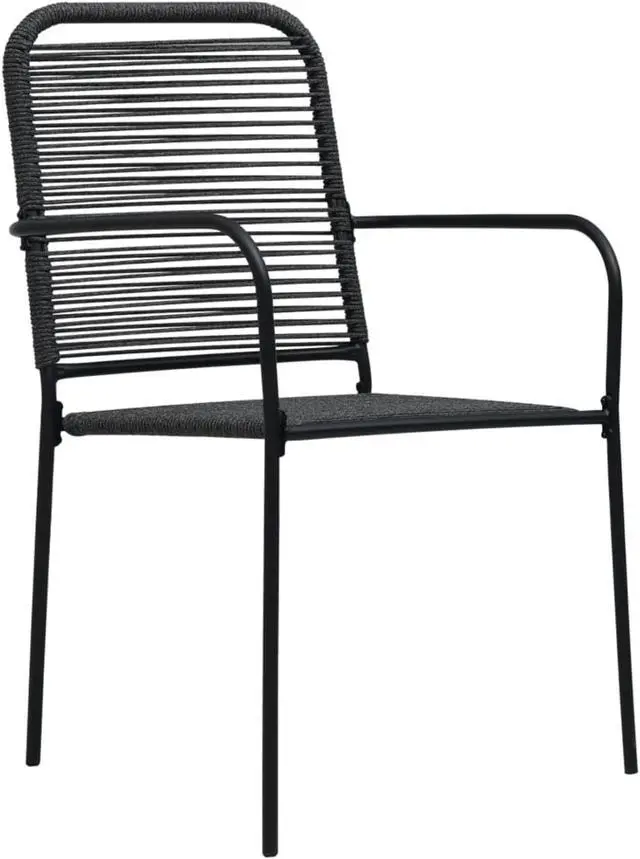 Alt view image 6 of 12 - vidaXL Patio Chairs 2 Pcs Outdoor Dining Chair Cotton Rope and Steel Black