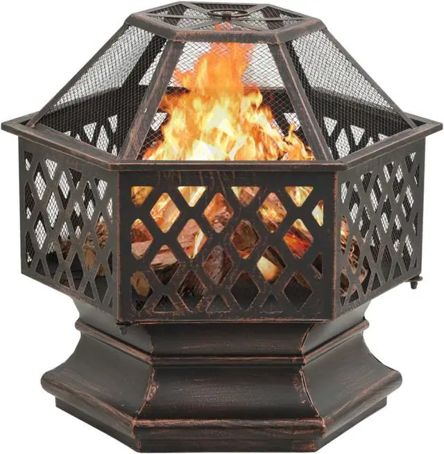 Alt view image 9 of 13 - vidaXL Fire Pit Outdoor Fireplace for Camping Firebowl with Poker XXL Steel