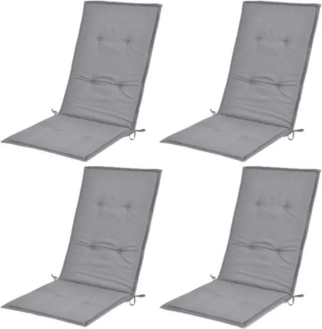 Alt view image 9 of 11 - vidaXL Chair Cushion 4 Pcs Outdoor Garden High Back Chair Cushion Gray Fabric