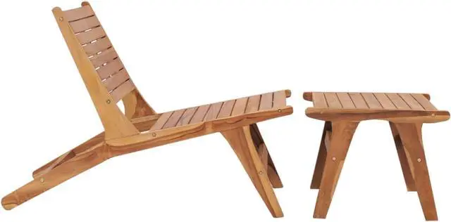 Alt view image 9 of 13 - vidaXL Patio Chair Patio Chaise Lounge Chair with Footrest Solid Wood Teak