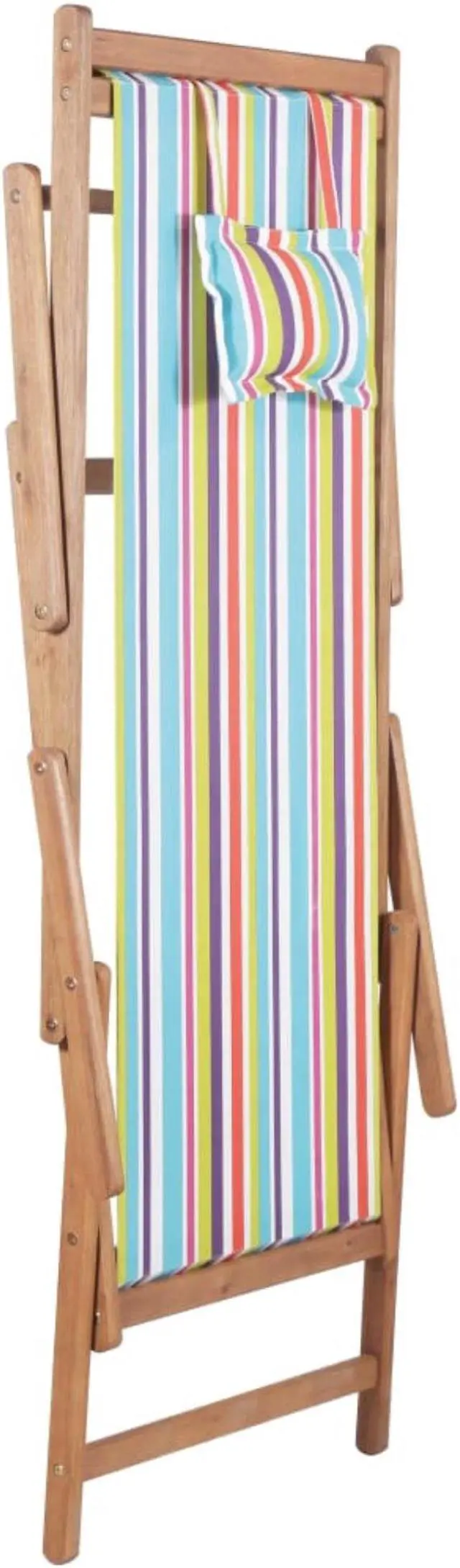 Alt view image 11 of 11 - vidaXL Beach Sling Patio Chair Lounge Chair Fabric and Wooden Frame Multicolor