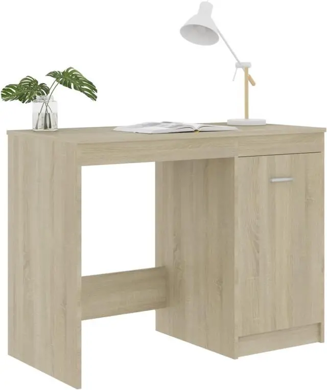 Alt view image 10 of 13 - vidaXL Desk Computer Desk Home Office Desk Shelves Sonoma Oak Engineered Wood