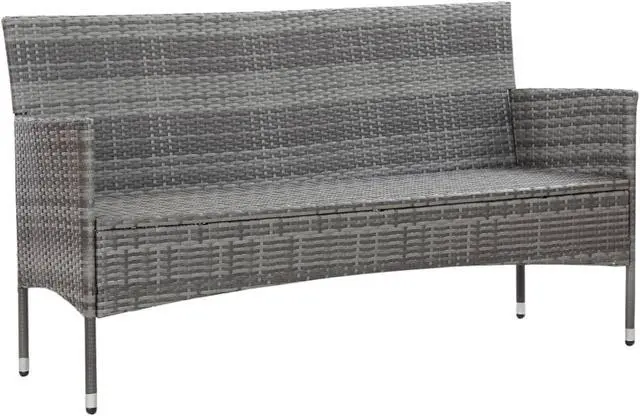 Alt view image 10 of 14 - vidaXL Patio Sofa 3-Seater Patio Sofa Patio Wicker Furniture PE Rattan Gray