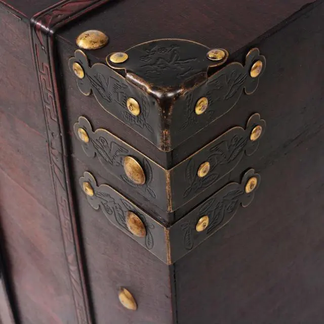 Alt view image 10 of 11 - vidaXL Vintage Treasure Chest Wood Storage Trunk Organizer Box Side Stand
