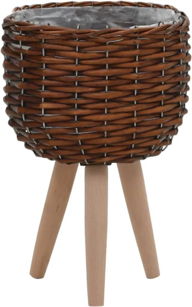 Alt view image 9 of 10 - vidaXL Planters Flower Boxes with PE Lining Wicker Plant Boxes 3 Pcs Solid Wood