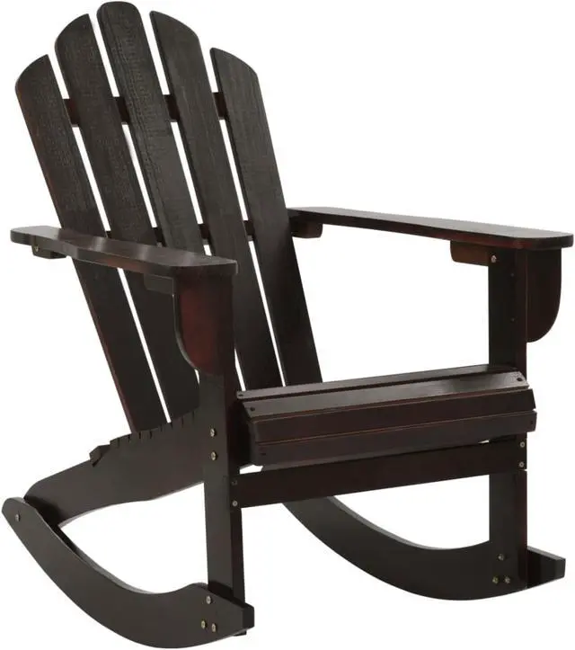 Alt view image 4 of 15 - vidaXL Adirondack Rocking Chair Porch Rocker Outdoor Patio Chair Wood Brown
