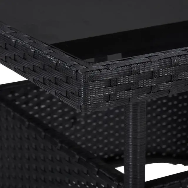 Alt view image 7 of 10 - vidaXL Outdoor Dining Table Garden Patio Table with Glass Top PE Rattan Black
