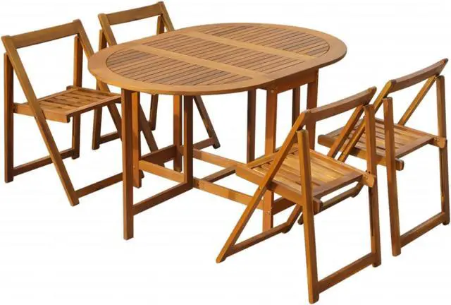 Main image of vidaXL 5 Piece Folding Outdoor Dining Set Solid Acacia Wood