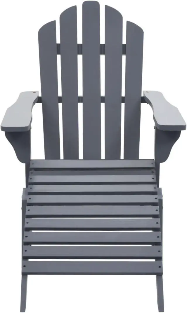 Alt view image 9 of 16 - vidaXL Patio Chair Patio Adirondack Chair with Detachable Ottoman Wood Gray