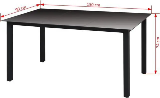 Alt view image 6 of 9 - vidaXL Patio Dining Table Garden Furniture for Backyard Balcony Aluminum Glass