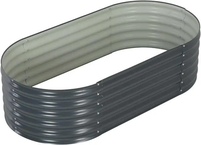 Alt view image 11 of 11 - vidaXL Garden Raised Bed 63" Galvanized Steel Gray Garden Planter Flower Box