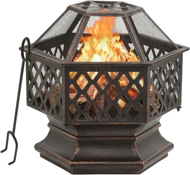 Alt view image 8 of 13 - vidaXL Fire Pit Outdoor Fireplace for Camping Firebowl with Poker XXL Steel