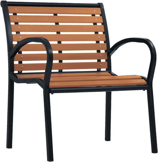 Alt view image 9 of 20 - vidaXL Patio Chairs 2 Pcs Outdoor Dining Chair Steel and WPC Black and Brown