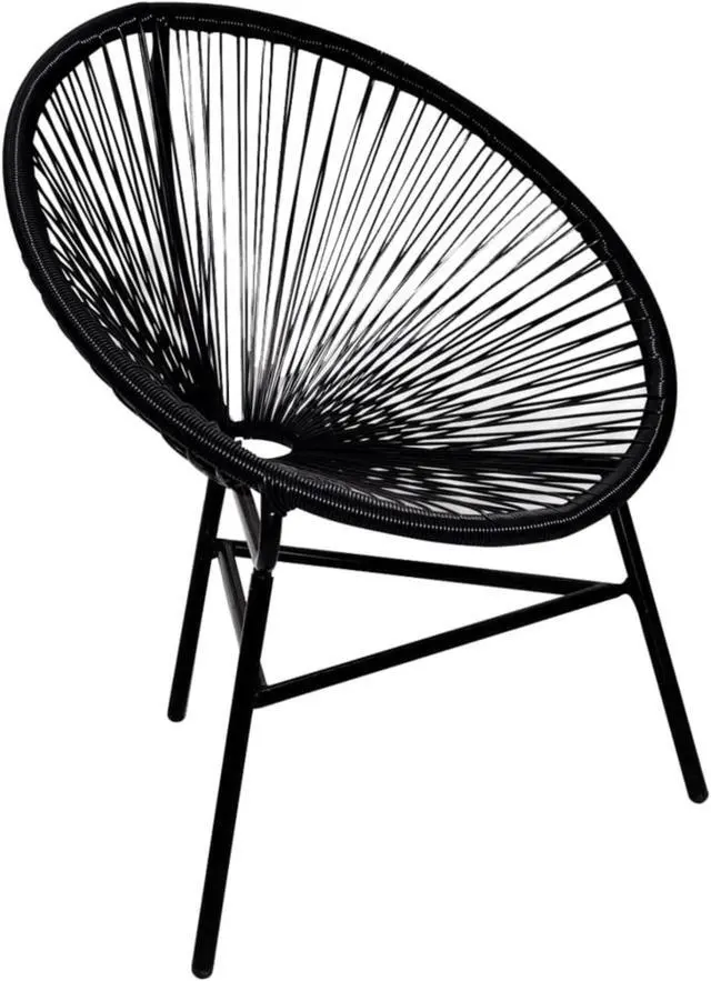 Alt view image 5 of 13 - vidaXL Patio Moon Chair Acapulco Chair with Steel Frame Poly Rattan Black