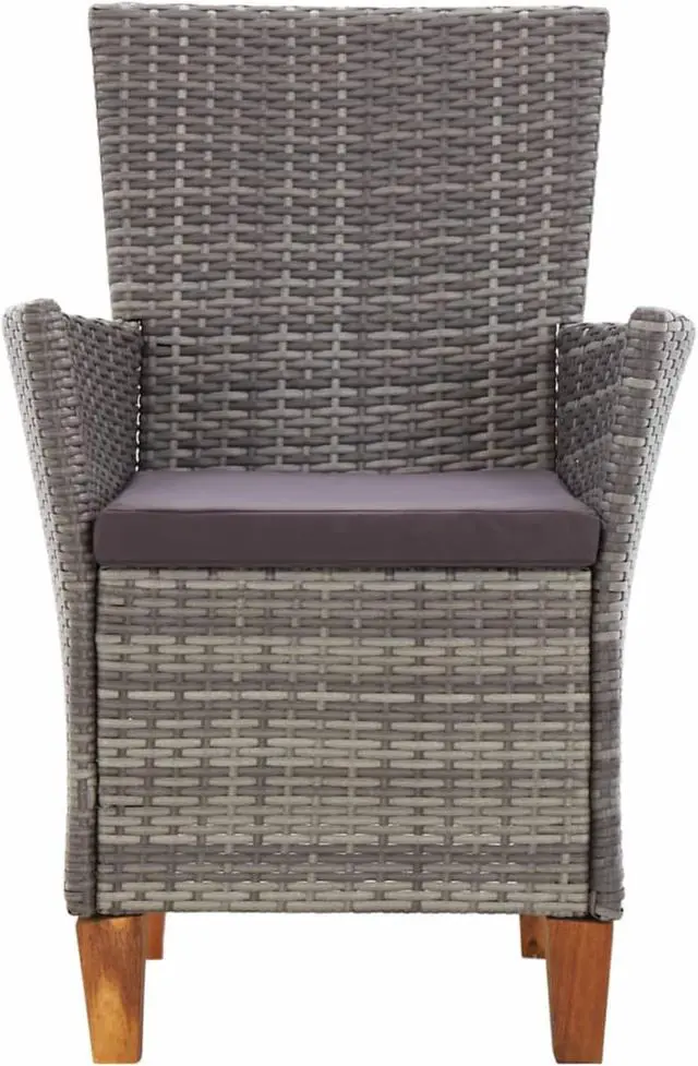 Alt view image 10 of 11 - vidaXL Patio Chairs 2 Pcs Patio Dining Chair with Cushions Poly Rattan Gray