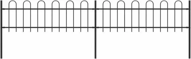 Main image of vidaXL Garden Fence with Hoop Top Steel 11.2ft Black