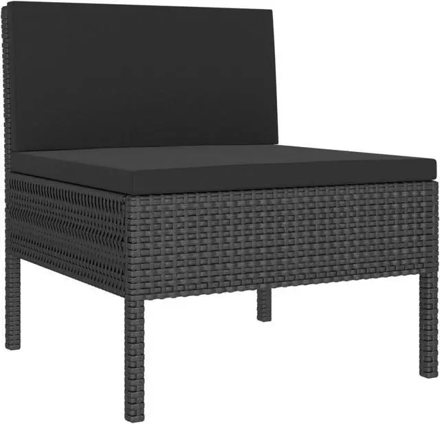 Alt view image 9 of 10 - vidaXL Patio Chairs 3 Pcs Conversation Chair with Cushions Poly Rattan Black