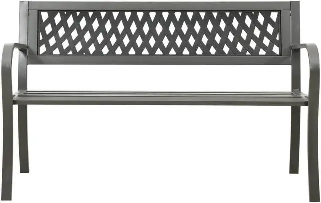 Alt view image 2 of 10 - vidaXL Garden Bench 49.2" Steel Gray