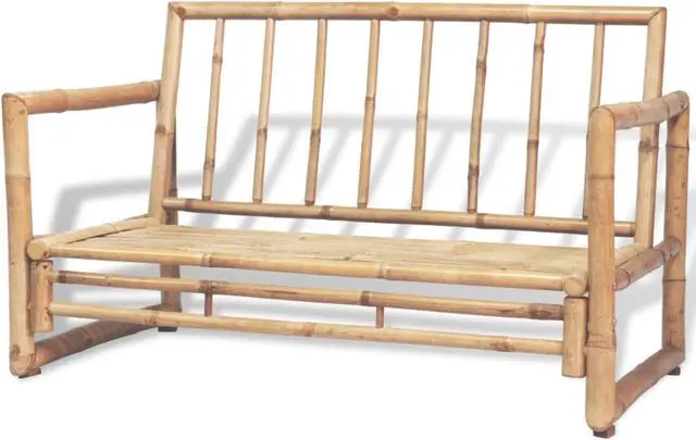 Alt view image 8 of 15 - vidaXL Patio Loveseat 2 Seater Sofa for Balcony Backyard with Cushions Bamboo