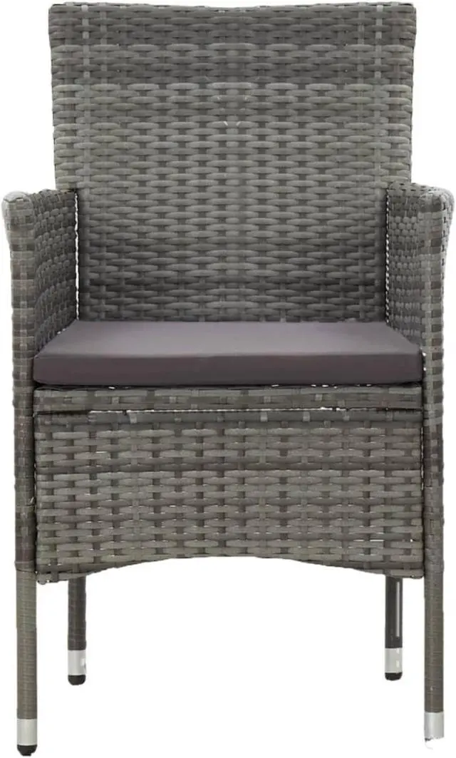 Alt view image 11 of 11 - vidaXL Rattan Chair Set of 2 Grey Poly Rattan, Steel Frame Medium