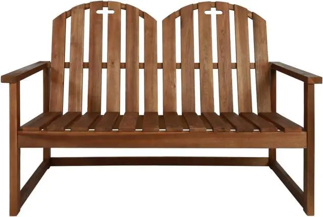 Alt view image 8 of 14 - vidaXL Outdoor Patio Bench 2-Seater Bench with Armrests Solid Wood Acacia