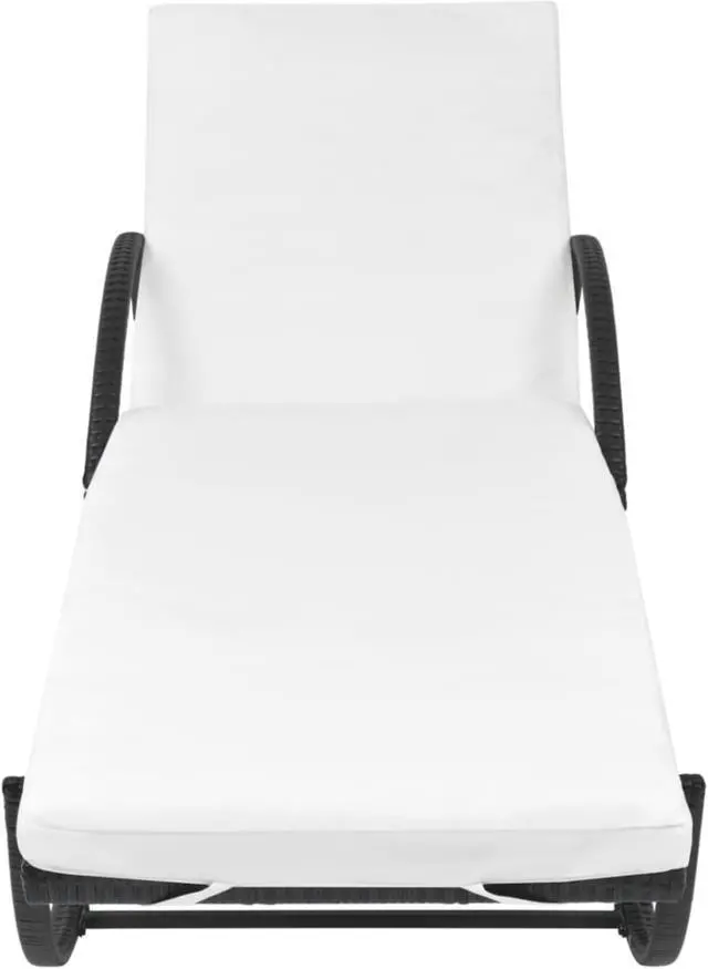 Alt view image 10 of 14 - vidaXL Patio Lounge Chair Outdoor Chaise Lounge with Cushion Poly Rattan Black