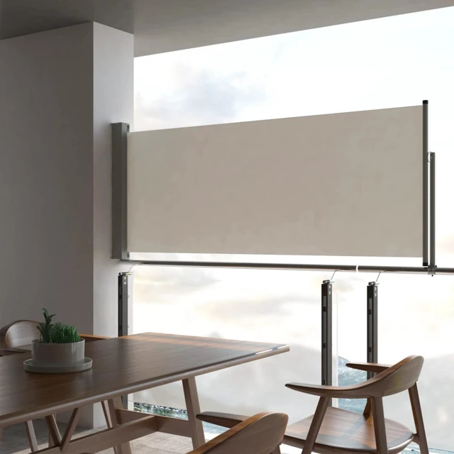 Alt view image 7 of 12 - vidaXL Patio Retractable Side Awning 39.4"x118.1" Cream Screen Shade Blind