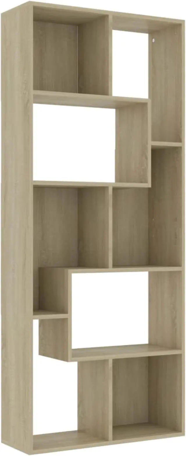 Alt view image 3 of 10 - vidaXL Book Cabinet Sonoma Oak Engineered Wood Book Shelf Chest Bookcase Rack
