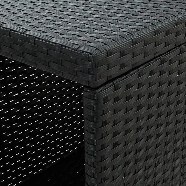 Alt view image 9 of 16 - vidaXL Bar Table with Storage Rack Black Poly Rattan Dining Room Kitchen Table